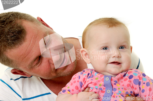 Image of Smiling father and baby