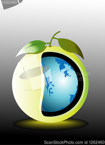 Image of World Map and apple 