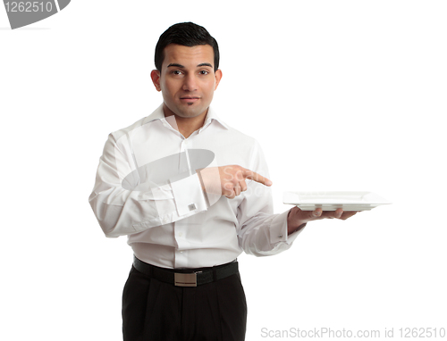 Image of Waiter pointing to plate