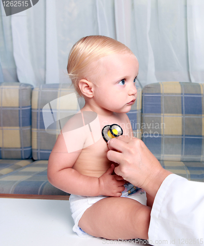 Image of Portrait of the baby on reception at the doctor 