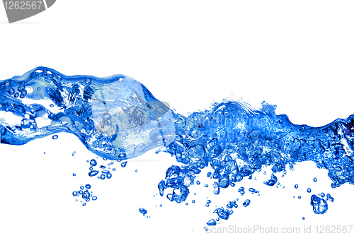 Image of water splash with bubbles isolated on white