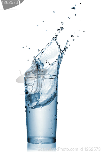 Image of water splash in glass isolated on white