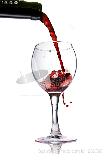 Image of Pouring red wine in goblet
