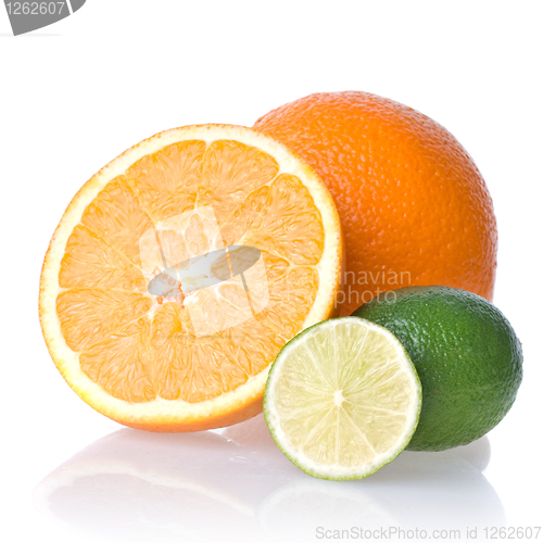 Image of orange and lime isolated on white