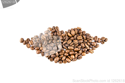Image of lips from coffee beans isolated on white
