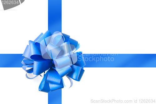 Image of Blue bow from ribbon isolated on white