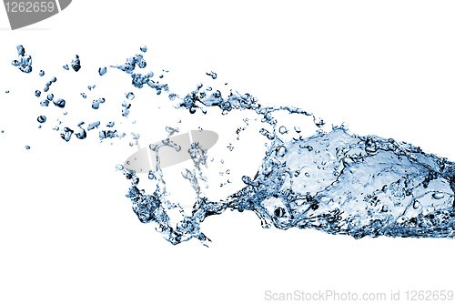 Image of water splash with bubbles isolated on white