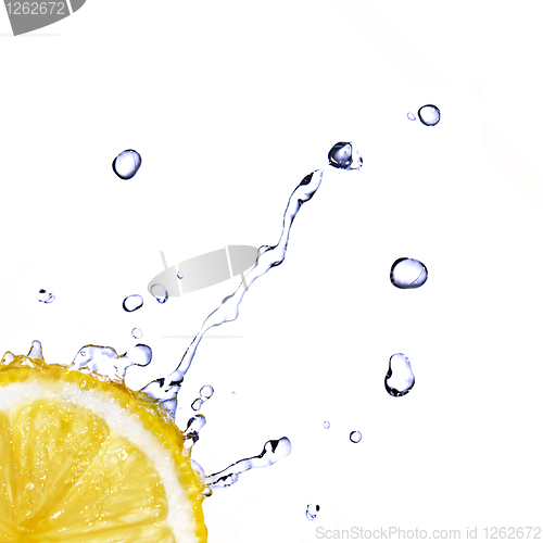 Image of fresh water drops on lemon isolated on white