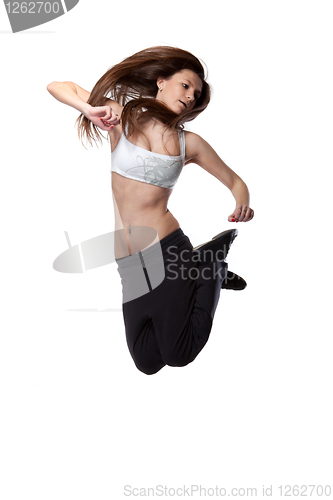 Image of attractive jumping woman