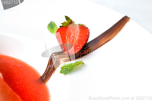 Image of strawberry dessert on the plate