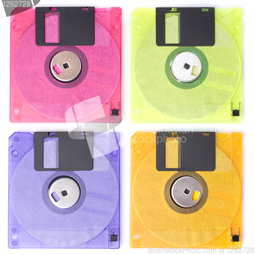 Image of Color floppy disks isolated on white