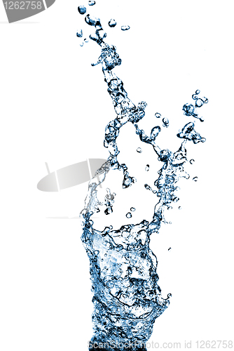 Image of water splash with bubbles isolated on white