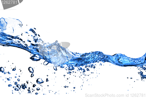 Image of water splash with bubbles isolated on white