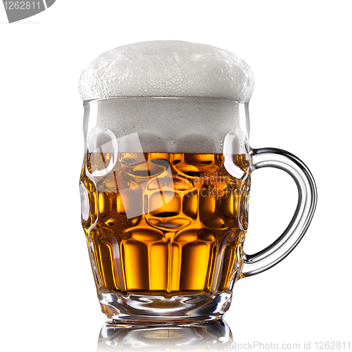 Image of Beer in glass isolated on white 