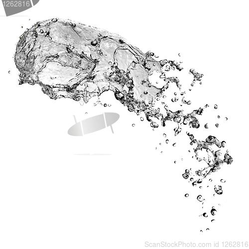 Image of water splash with bubbles isolated on white