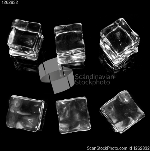 Image of ice cubes isolated on black