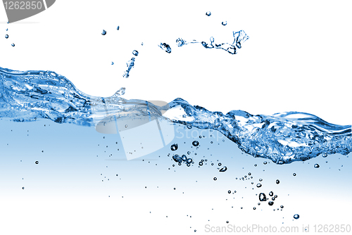 Image of water splash with bubbles isolated on white