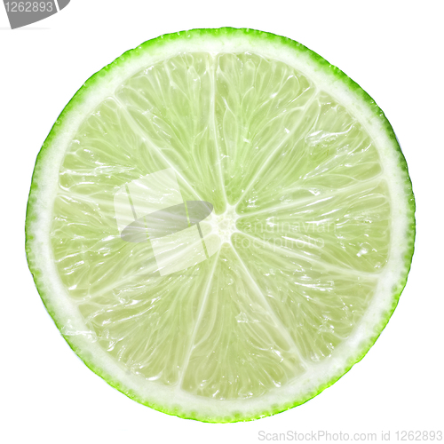 Image of Slice of green lime isolated on white