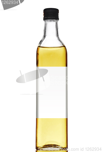 Image of Olive oil bottle with blank label isolated on white