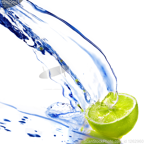 Image of fresh water drops on lime isolated on white