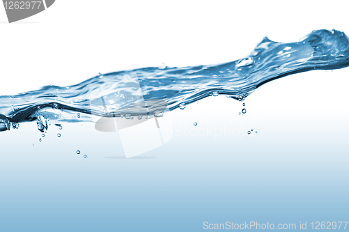 Image of water splash with bubbles isolated on white
