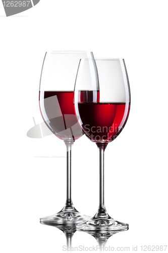 Image of Red wine in glasses isolated on white