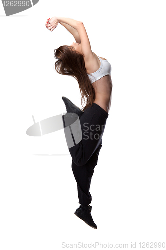 Image of attractive jumping woman