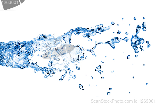 Image of water splash with bubbles isolated on white