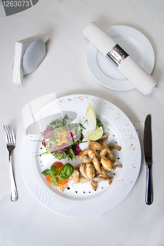 Image of Fried frogs legs on the plate