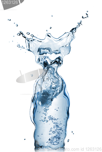 Image of bottle from water and splash isolated on white