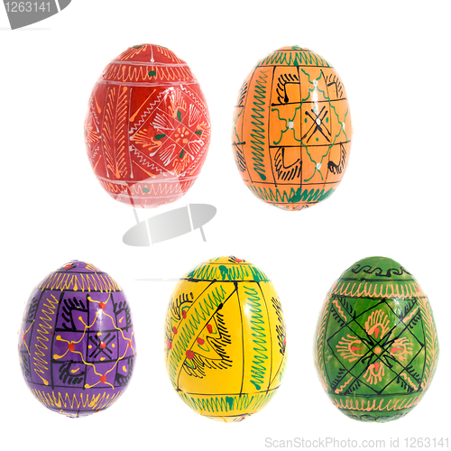 Image of various color easter eggs isolated on white