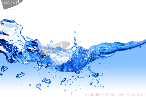 Image of water splash with bubbles isolated on white