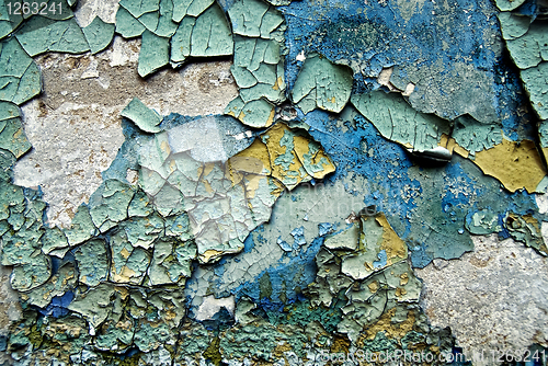 Image of texture of color grunge stucco wall with cracks