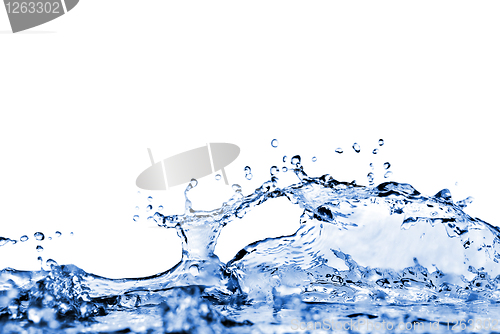 Image of water splash with bubbles isolated on white