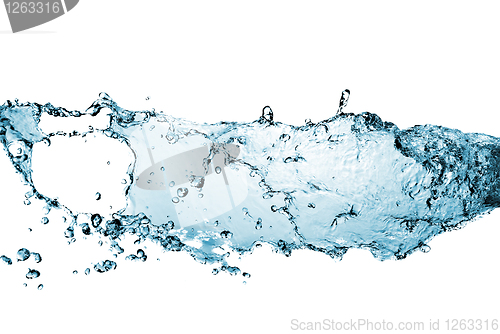 Image of water splash with bubbles isolated on white
