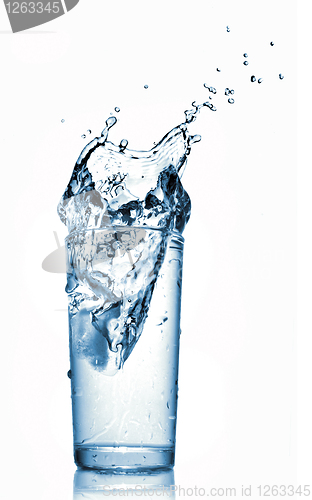 Image of water splash in glass isolated on white