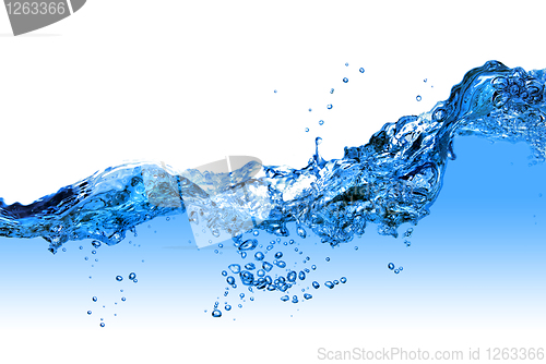 Image of water splash with bubbles isolated on white