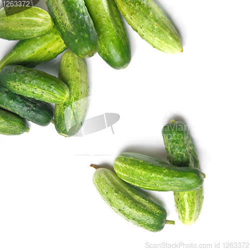 Image of green cucumbers isolated on white