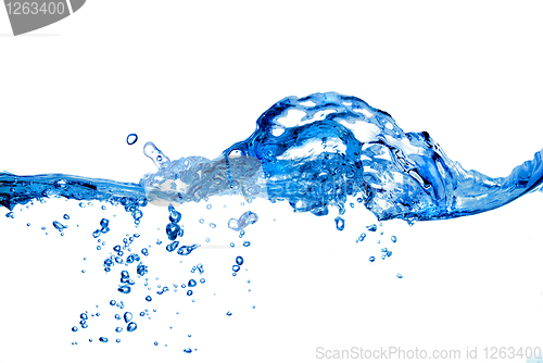 Image of water splash with bubbles isolated on white