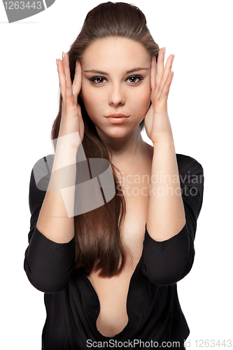 Image of portrait of young woman isolated on white 
