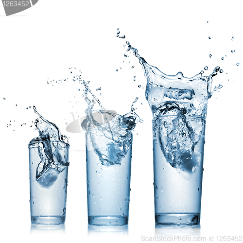 Image of water splash in glasses isolated on white