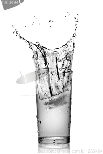 Image of water splash in glass isolated on white