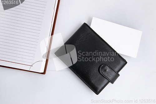 Image of Empty business card with diary and card holder