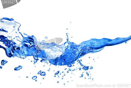 Image of water splash with bubbles isolated on white