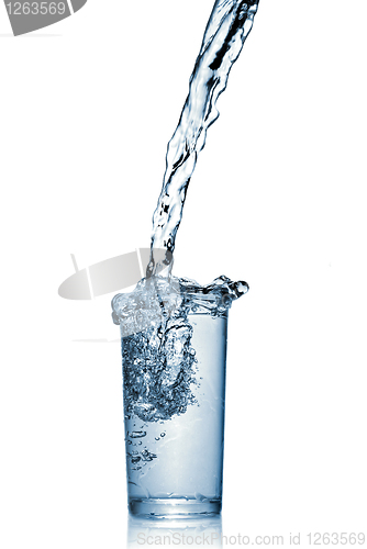 Image of water splash in glass isolated on white