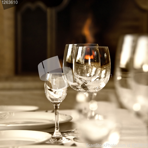 Image of Glass goblets on the table