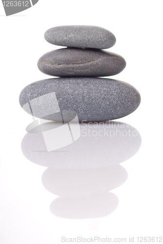 Image of Spa stones with reflection isolated on white