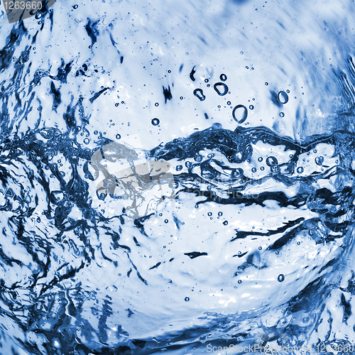 Image of abstract water splash with bubbles