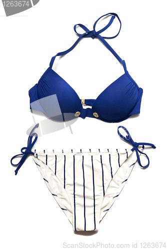 Image of blue woman swimming suit isolated on white