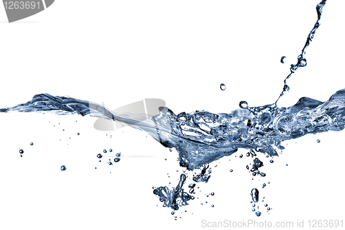 Image of water splash with bubbles isolated on white